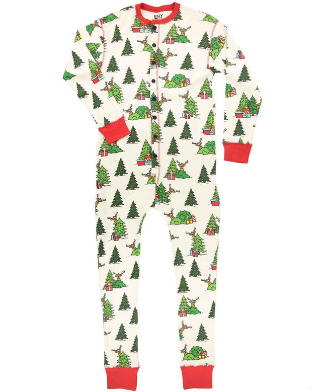 No Peeking Reindeer Adult Onesie Flapjack