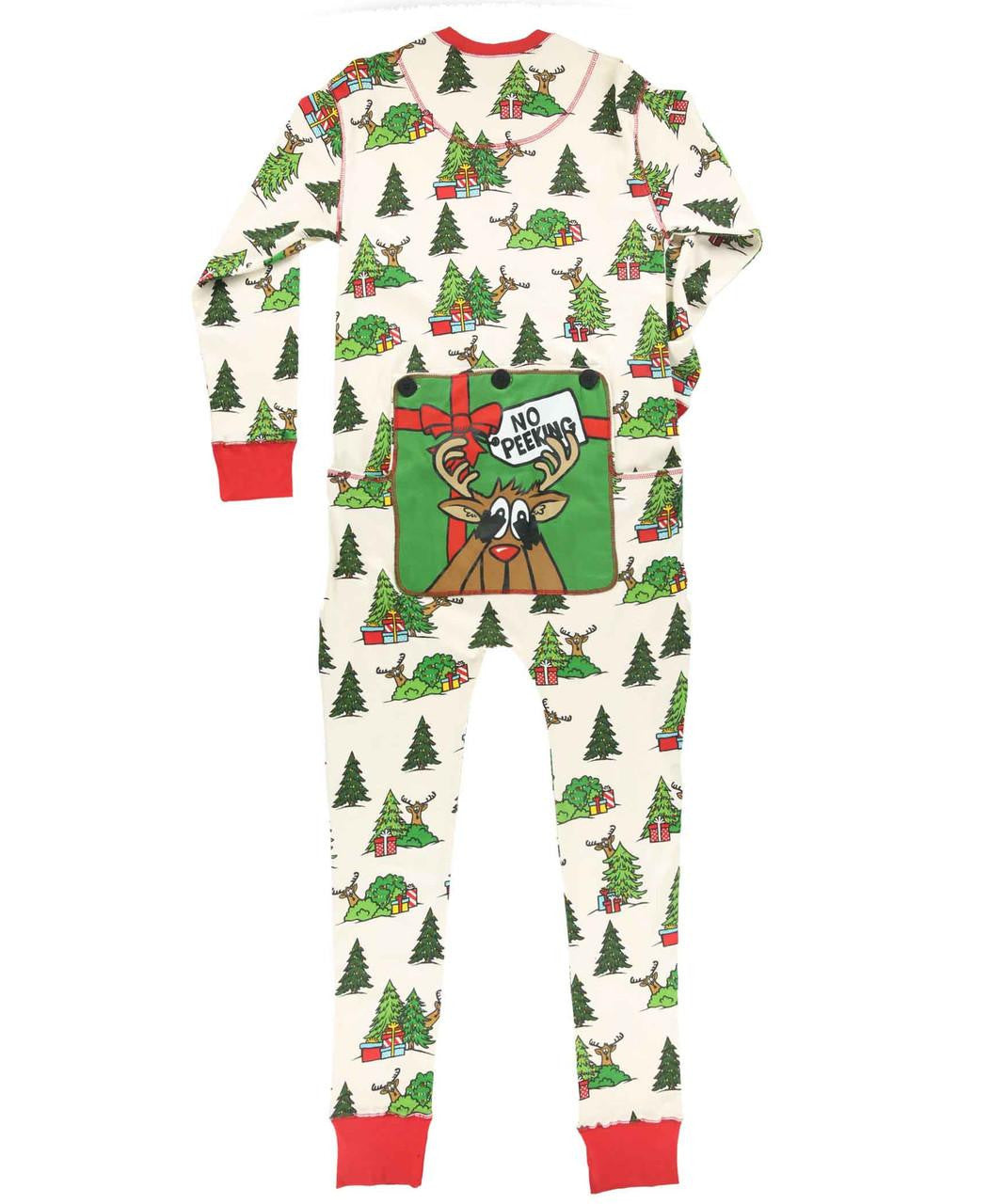 No Peeking Reindeer Adult Onesie Flapjack