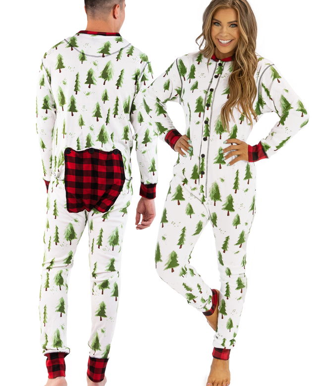 Evergreen Plaid Adult Onesie Flapjack