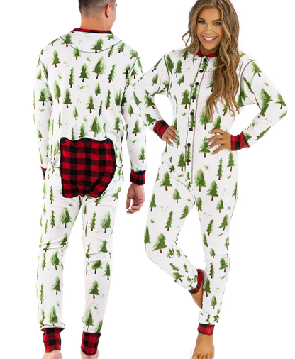 Evergreen Plaid Adult Onesie Flapjack