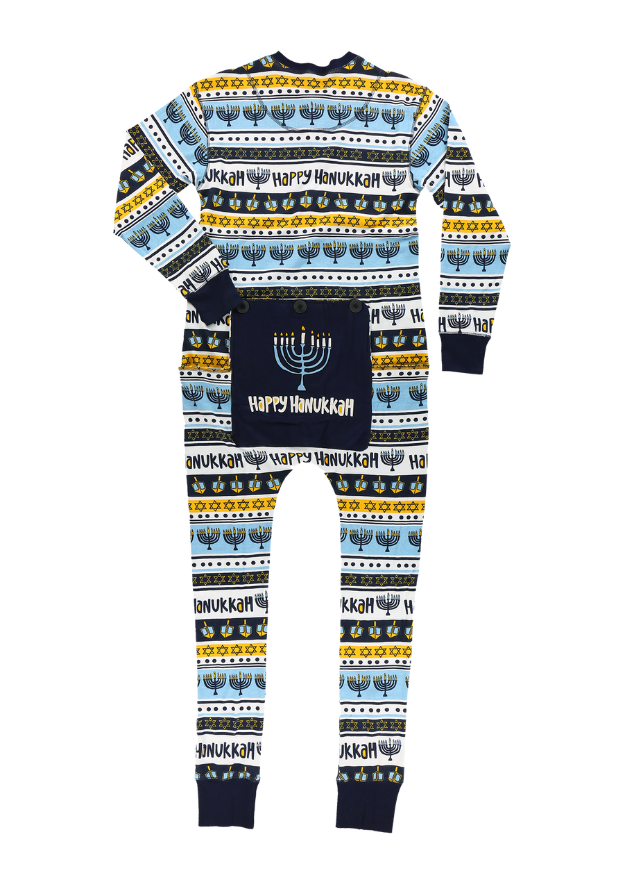 Happy Hanukkah Adult Onesie Menorah Flapjack