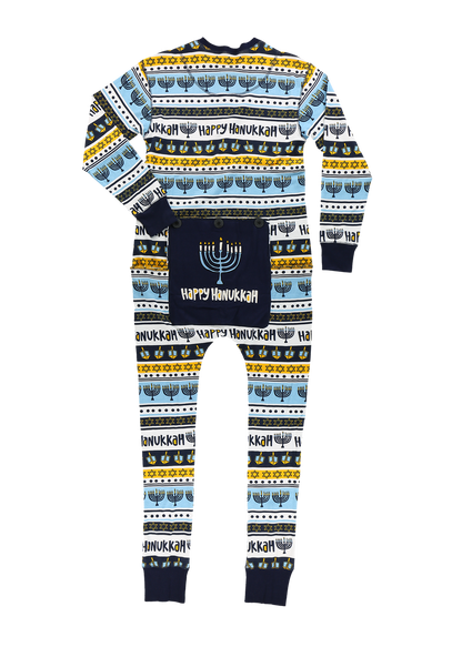 Happy Hanukkah Adult Onesie Menorah Flapjack