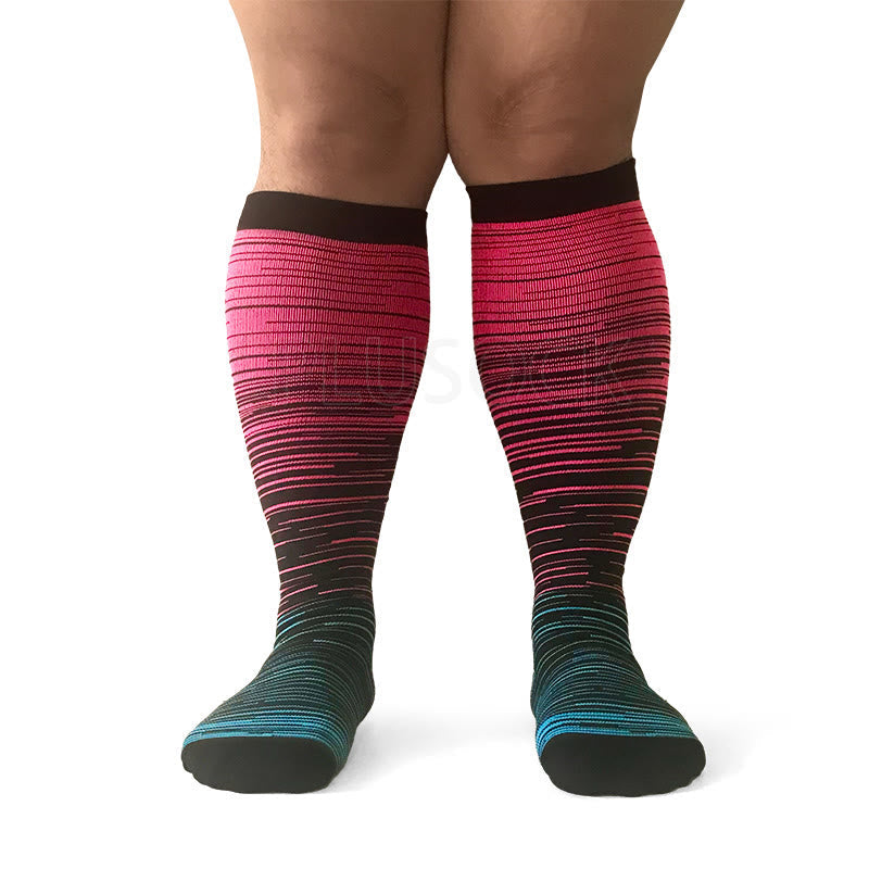 2XL-7XL Colorful Cool Lines Plus Size Compression Socks(3 Pairs)