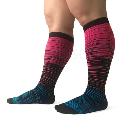 2XL-7XL Colorful Cool Lines Plus Size Compression Socks(3 Pairs)