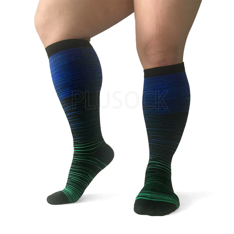 2XL-7XL Colorful Cool Lines Plus Size Compression Socks(3 Pairs)