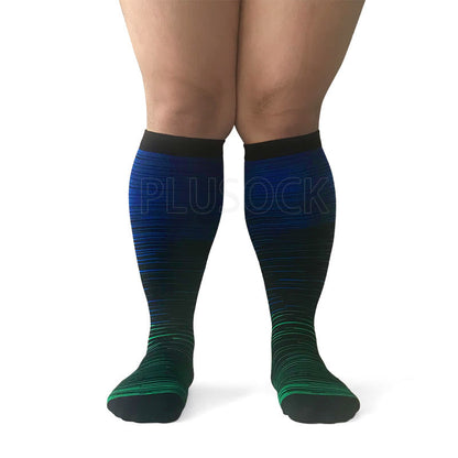 2XL-7XL Colorful Cool Lines Plus Size Compression Socks(3 Pairs)