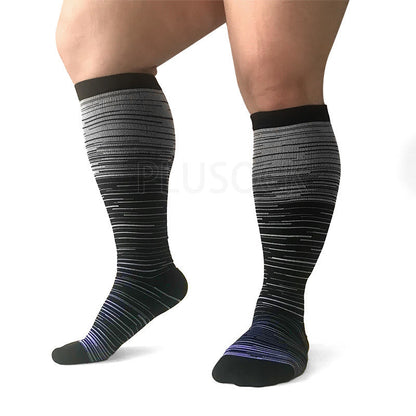 2XL-7XL Colorful Cool Lines Plus Size Compression Socks(3 Pairs)