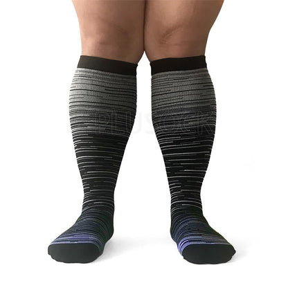 2XL-7XL Colorful Cool Lines Plus Size Compression Socks(3 Pairs)