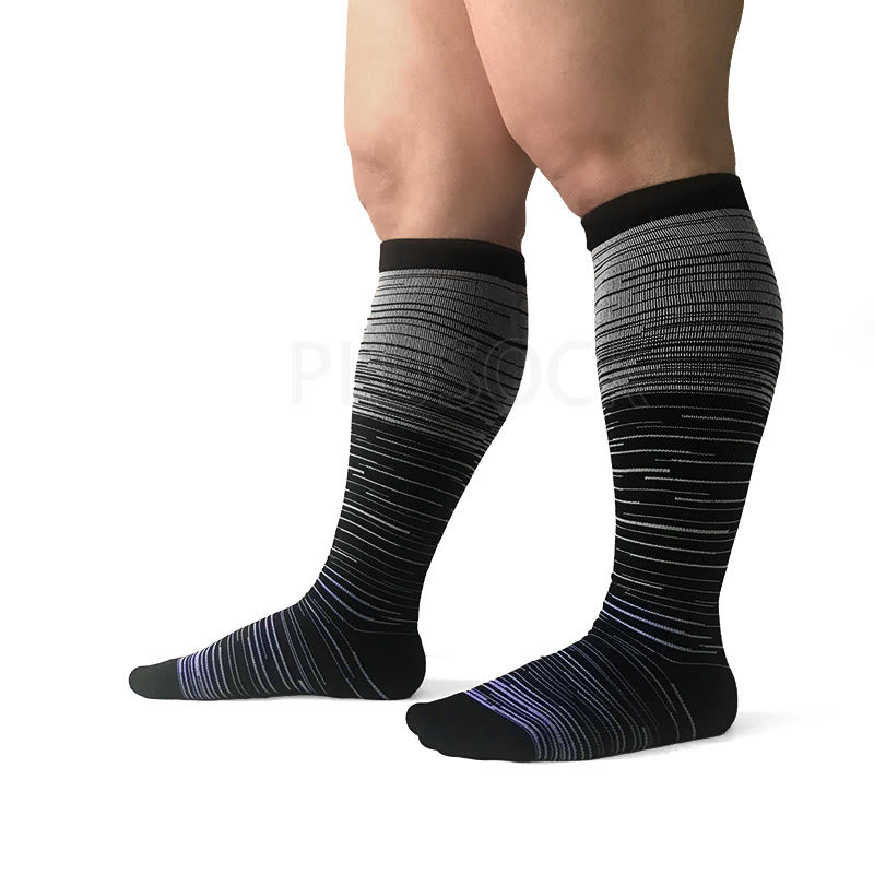 2XL-7XL Colorful Cool Lines Plus Size Compression Socks(3 Pairs)