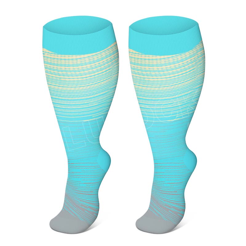 2XL-7XL Plus Size Bright Stripe Compression Socks(3 Pairs)