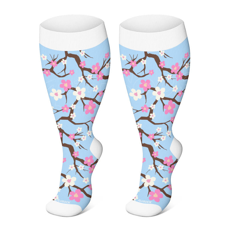 Plus Size Flower Series Compression Socks(3 Pairs)