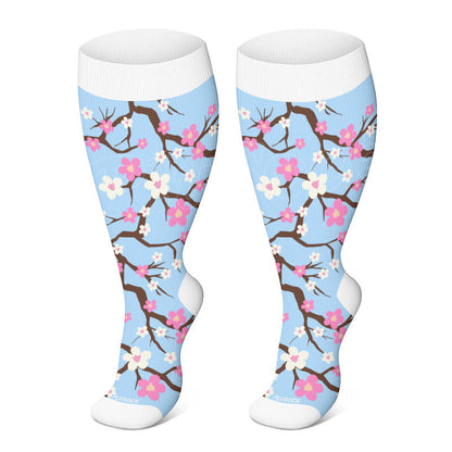 Plus Size Flower Series Compression Socks(3 Pairs)