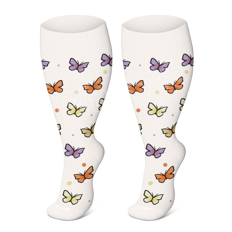 Plus Size Bees Butterflies Ladybugs Compression Socks(3 Pairs)