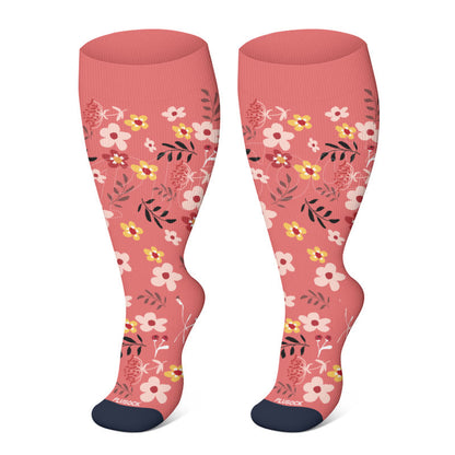 Plus Size Elegant Flowers Compression Socks(3 Pairs)