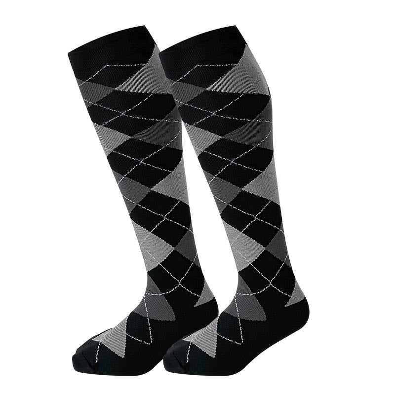 2XL-7XL Plus Size Rhombus Compression Socks(3 Pairs)