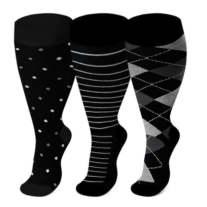 2XL-7XL Plus Size Rhombus Compression Socks(3 Pairs)