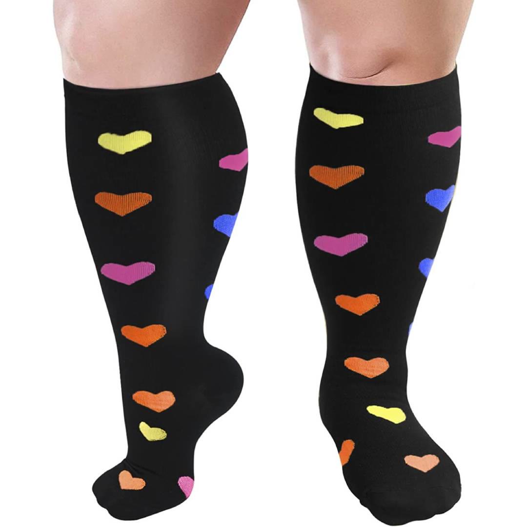 2XL-7XL Colorful Pattern Plus Size Compression Socks(3 Pairs)