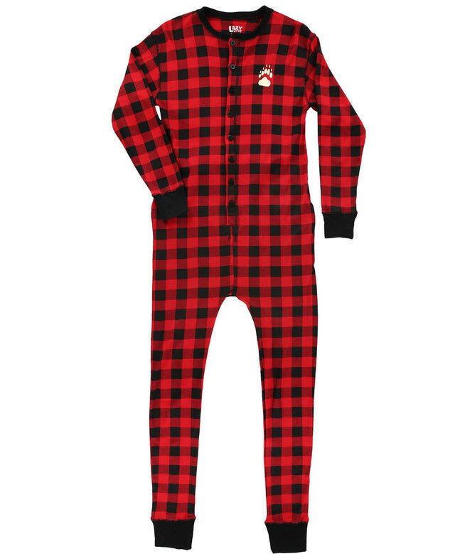 Bear Cheeks Adult Plaid Onesie Flapjack