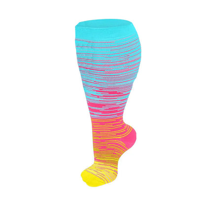 2XL-7XL Plus Size Bright Stripe Compression Socks(3 Pairs)