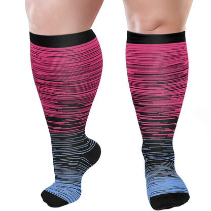 2XL-7XL Colorful Cool Lines Plus Size Compression Socks(3 Pairs)