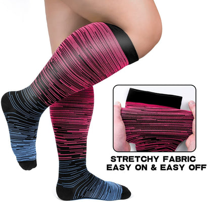 2XL-7XL Colorful Cool Lines Plus Size Compression Socks(3 Pairs)